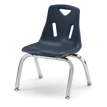 Jonti-Craft Berries Stacking Chairs with Chrome-Plated Legs, 10 in. Ht, Set of 6, Navy 8140JC6112